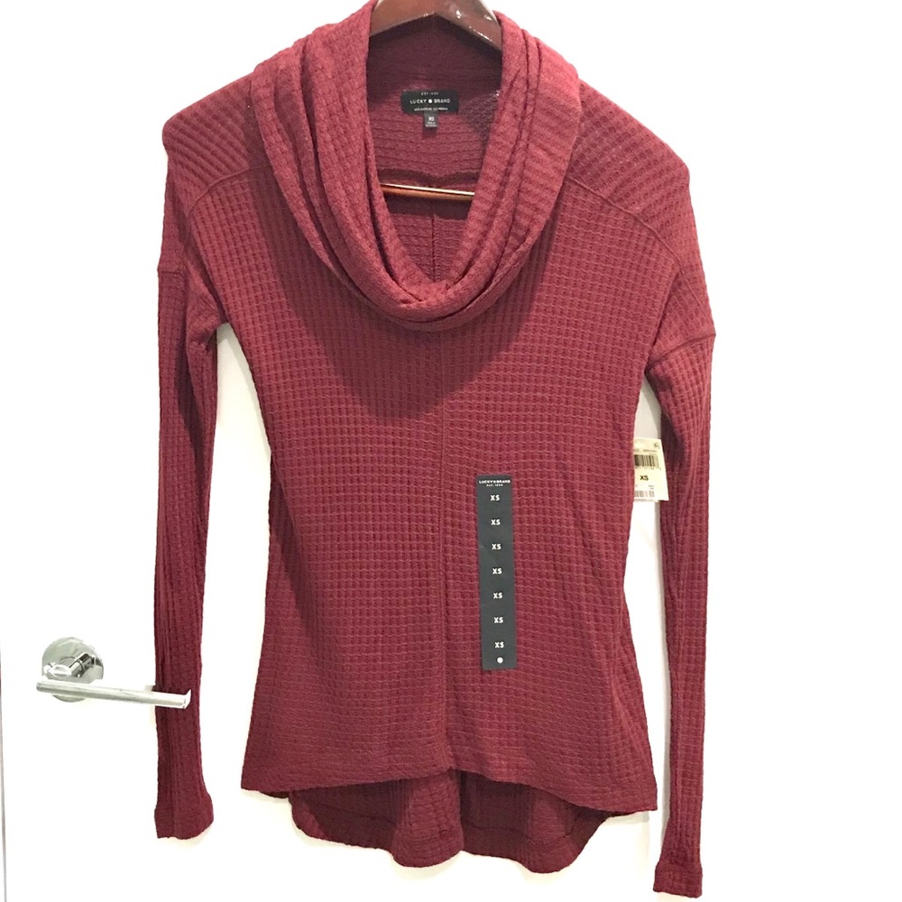 Lucky Brand Turtle Neck, burgundy sweater top (XS)